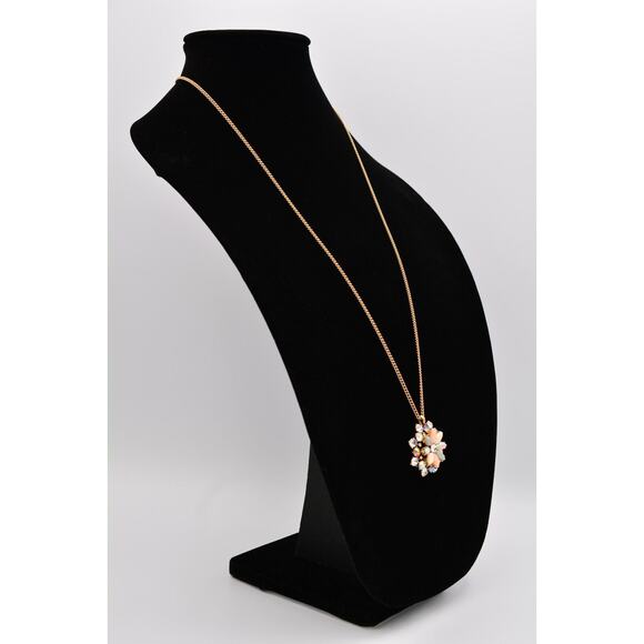 J. Crew Crystal Pendant Necklace Multi-Color Rhinestone Brushed Gold Shiny Bin3A - Picture 4 of 12